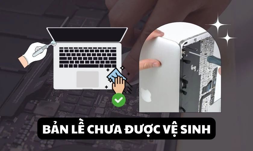 Bản lề chưa được vệ sinh