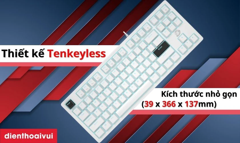 Bàn phím cơ có dây Dareu EK87 V2 sở hữu bố cục 87 phím kiểu Tenkeyless