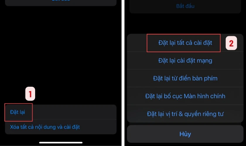 Chọn Đặt lại