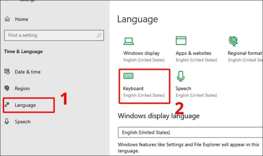 Tại mục Language, bạn chọn Keyboard