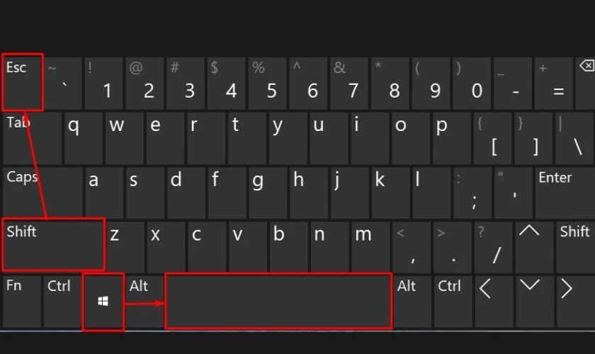 Để mở khóa bàn phím, bạn có thể sử dụng tổ hợp phím Windows + Space hoặc Shift + Esc