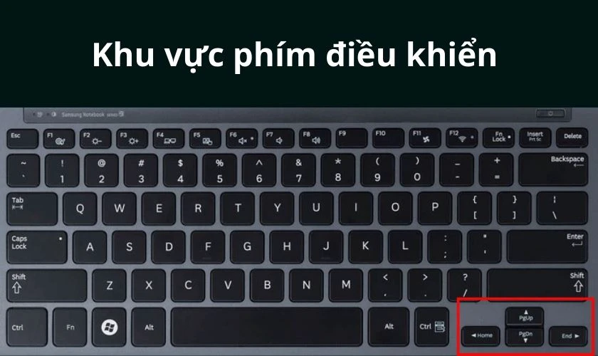 Khu vực phím điều khiến bao gồm các phím mũi tên chỉ hướng