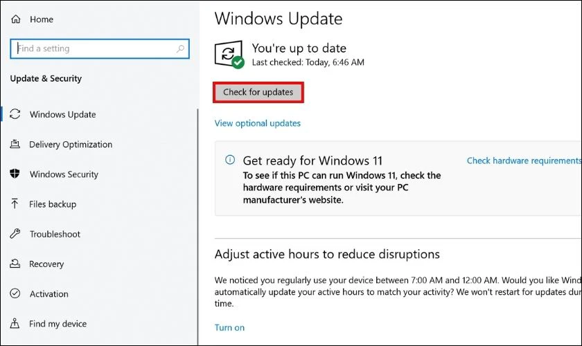 Cập nhật hệ điều hành Surface khi không nhận bàn phím