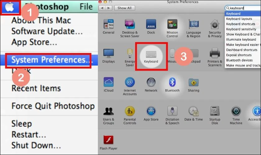 Truy cập vào System Preferences để thay đổi ngôn ngữ của bàn phím