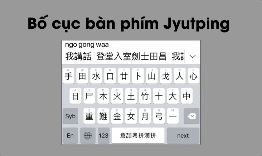 Bố cục bàn phím Jyutping - Bàn phím tiếng Trung trên máy tính