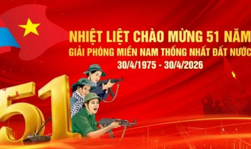 Băng rôn chào mừng 30/4 và 1/5 hiện đại