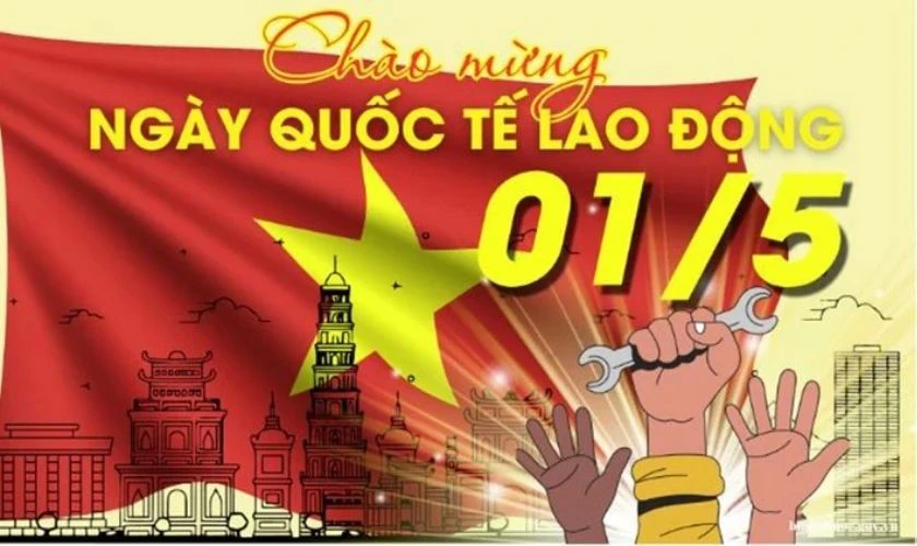 Băng rôn chào mừng 30/4 và 1/5 hiện đại HD