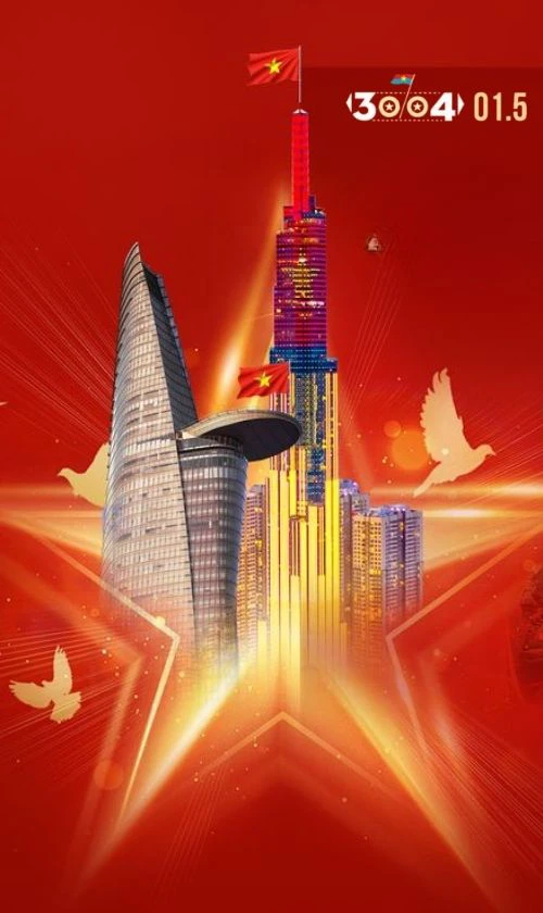 Băng rôn chào mừng 30/4 và 1/5 kiểu dọc full HD