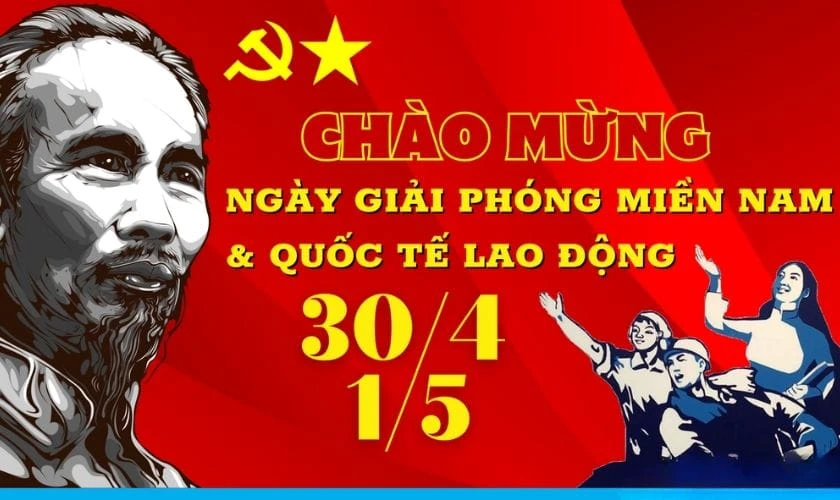 Băng rôn chào mừng 30/4 và 1/5 năm 2026