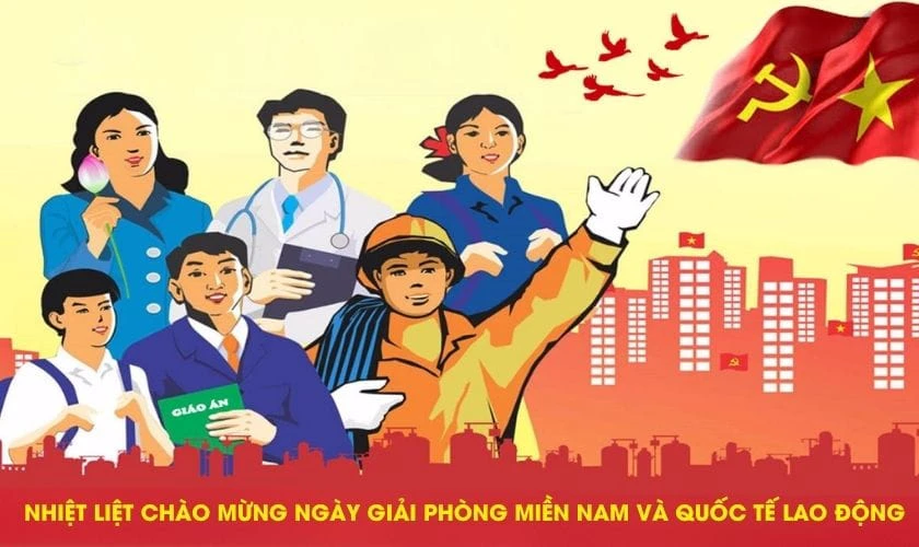Băng rôn chào mừng 30/4 và 1/5 năm 2026 ấn tượng