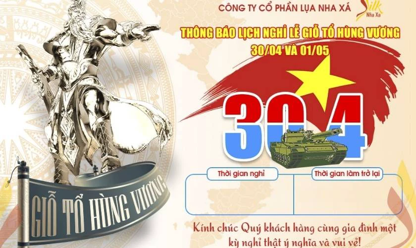 Băng rôn Giỗ Tổ Hùng Vương dạng ngang đẹp, ấn tượng