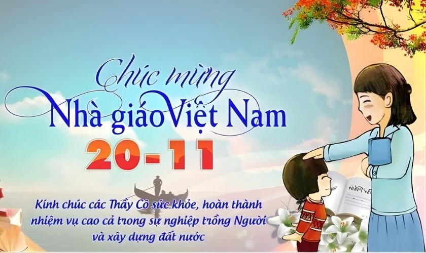 Mẫu banner 20/11 tri ân Thầy Cô, người lái đò