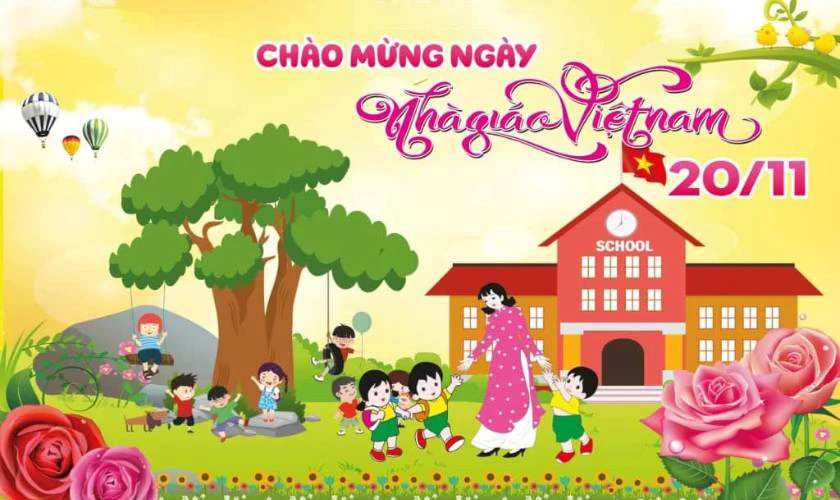 Banner ngày nhà giáo Việt Nam cho trường mẫu giáo