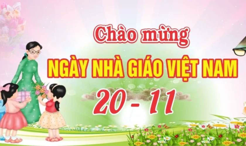 Mẫu banner 20/11 chào mừng ngày nhà giáo Việt Nam cho trường tiểu học