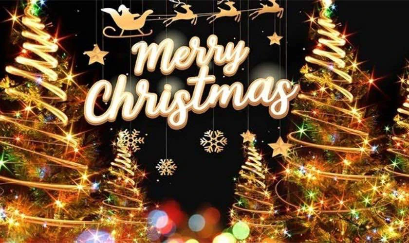 Banner chúc mừng Giáng sinh vàng