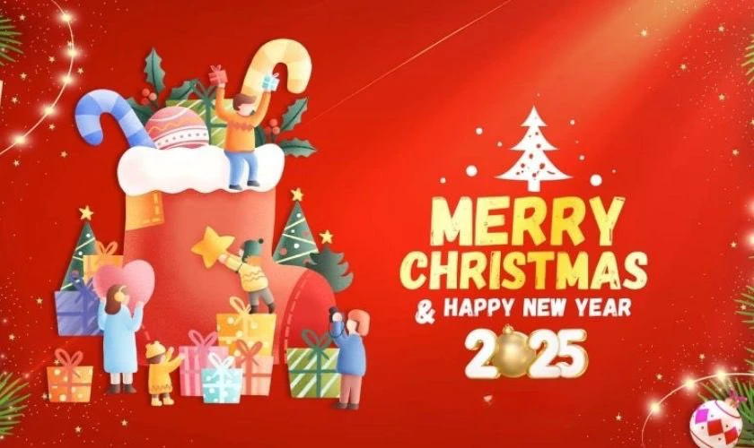 Banner mừng chúa Giáng sinh và chúc mừng năm mới