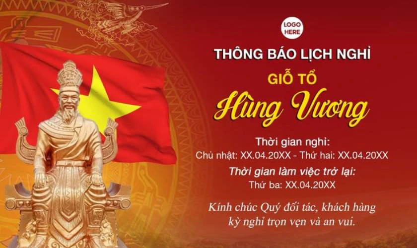Banner Giỗ tổ màu đỏ rực rỡ đẹp