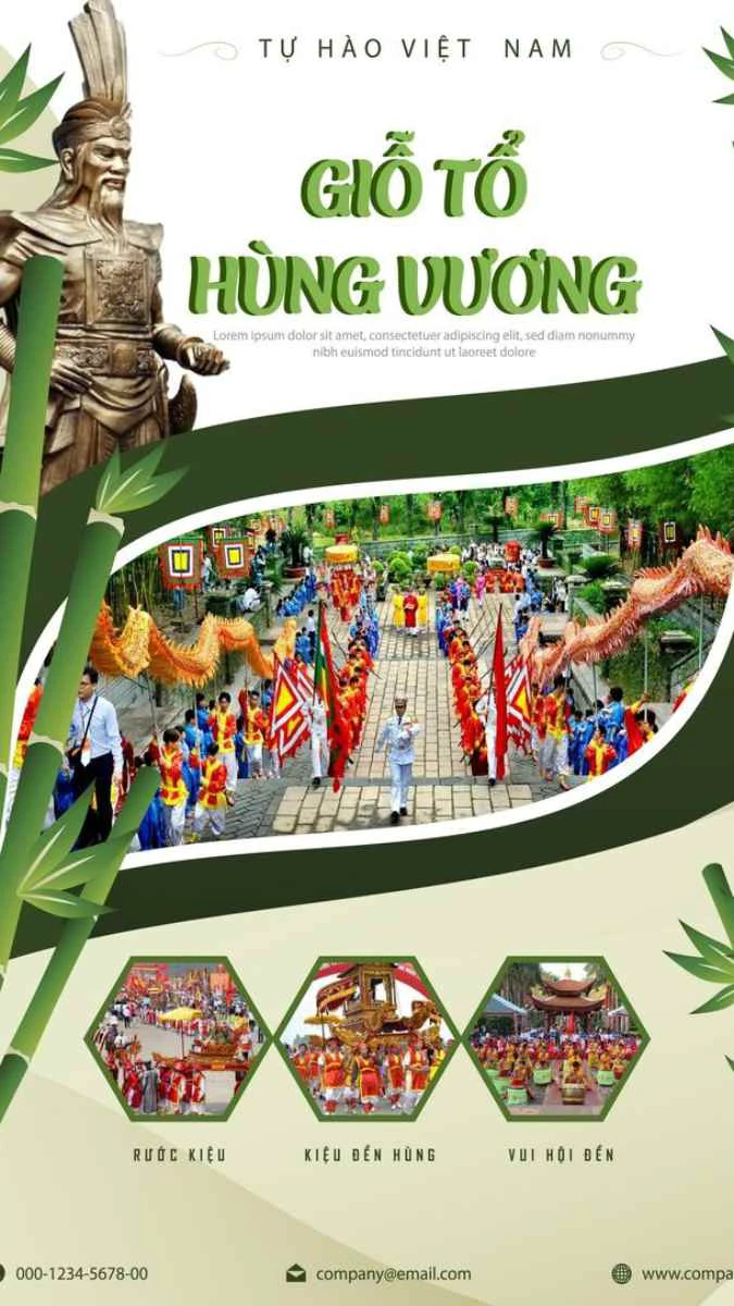 Banner Giỗ tổ Hùng Vương có hình vua Hùng