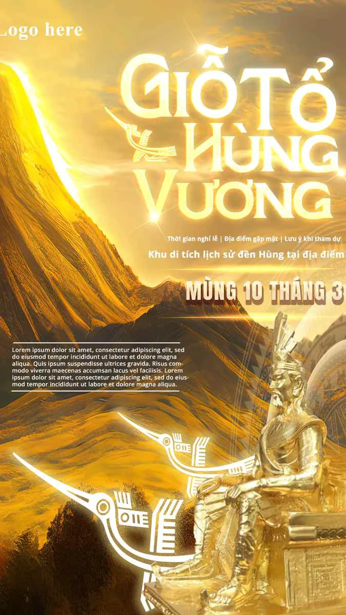 Banner Giỗ tổ Hùng Vương có hình trống đồng