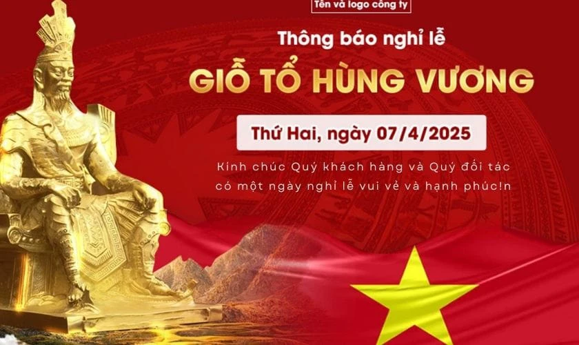 Biểu ngữ có hình lá cờ Việt Nam mùng 10 tháng 3 đẹp