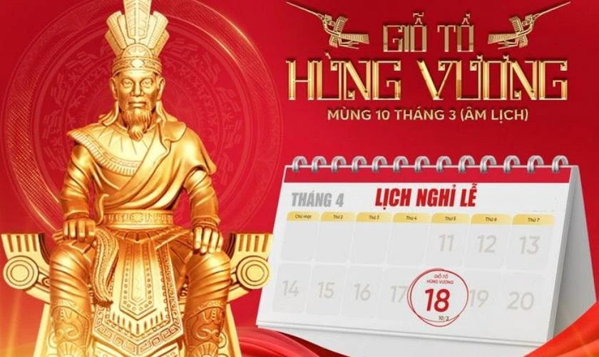 Banner thông báo nghỉ lễ Giỗ Tổ Hùng Vương 2026 đẹp