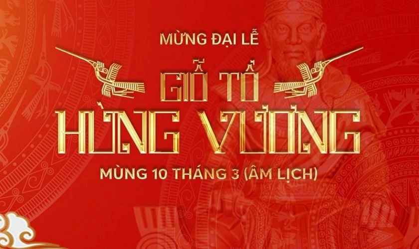 Banner Giỗ tổ với hình trống đồng rực rỡ