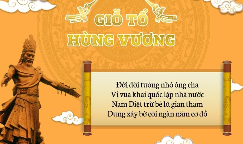 Banner Giỗ tổ Hùng Vương với những câu thơ