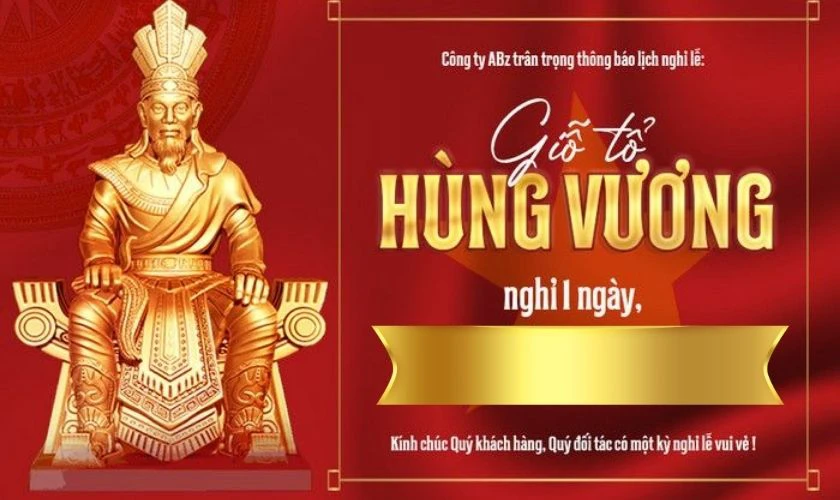 Banner thông báo nghỉ lễ Giỗ Tổ Hùng Vương 2026 dễ áp dụng