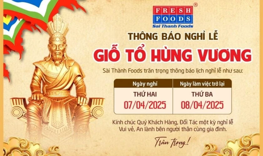 Biểu ngữ tone vàng tươi sáng 2026 giỗ tổ Hùng Vương
