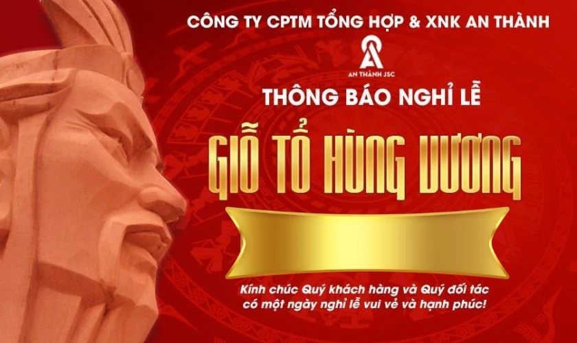 Banner thông báo nghỉ lễ Giỗ Tổ Hùng Vương 2026 ấn tượng