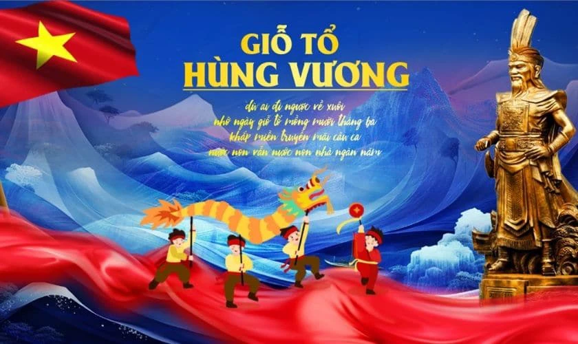 Banner Giỗ tổ Hùng Vương 2026 hiện đại