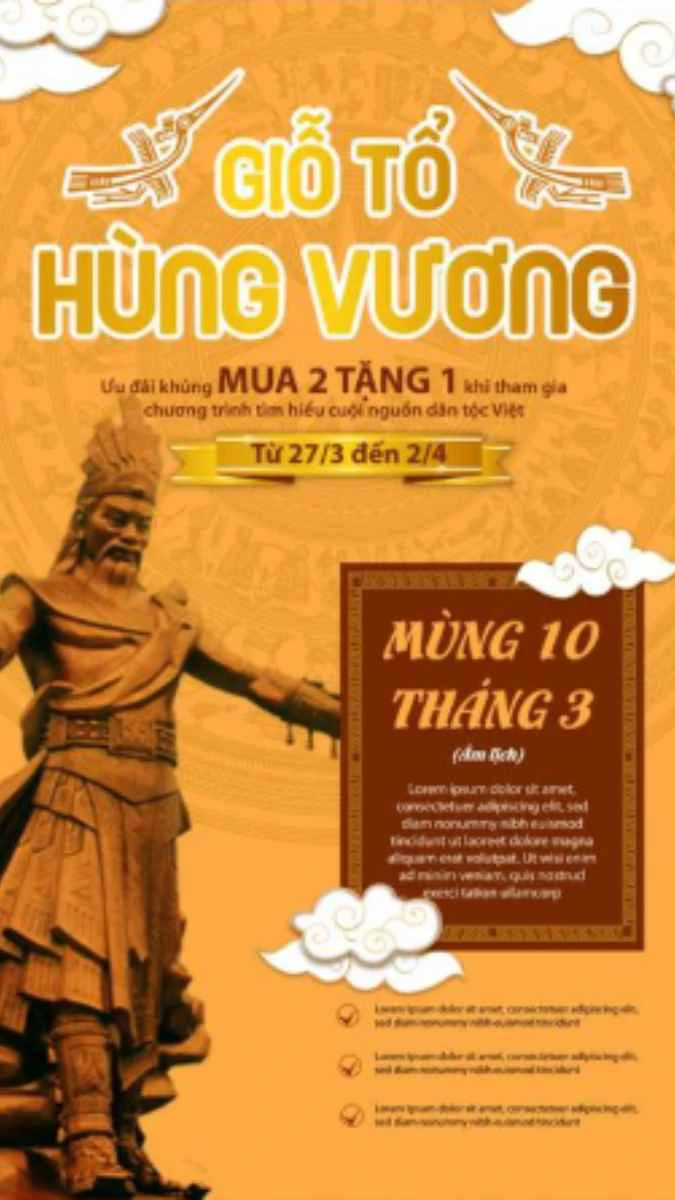 Banner Giỗ tổ Hùng Vương có hình trống đồng đẹp