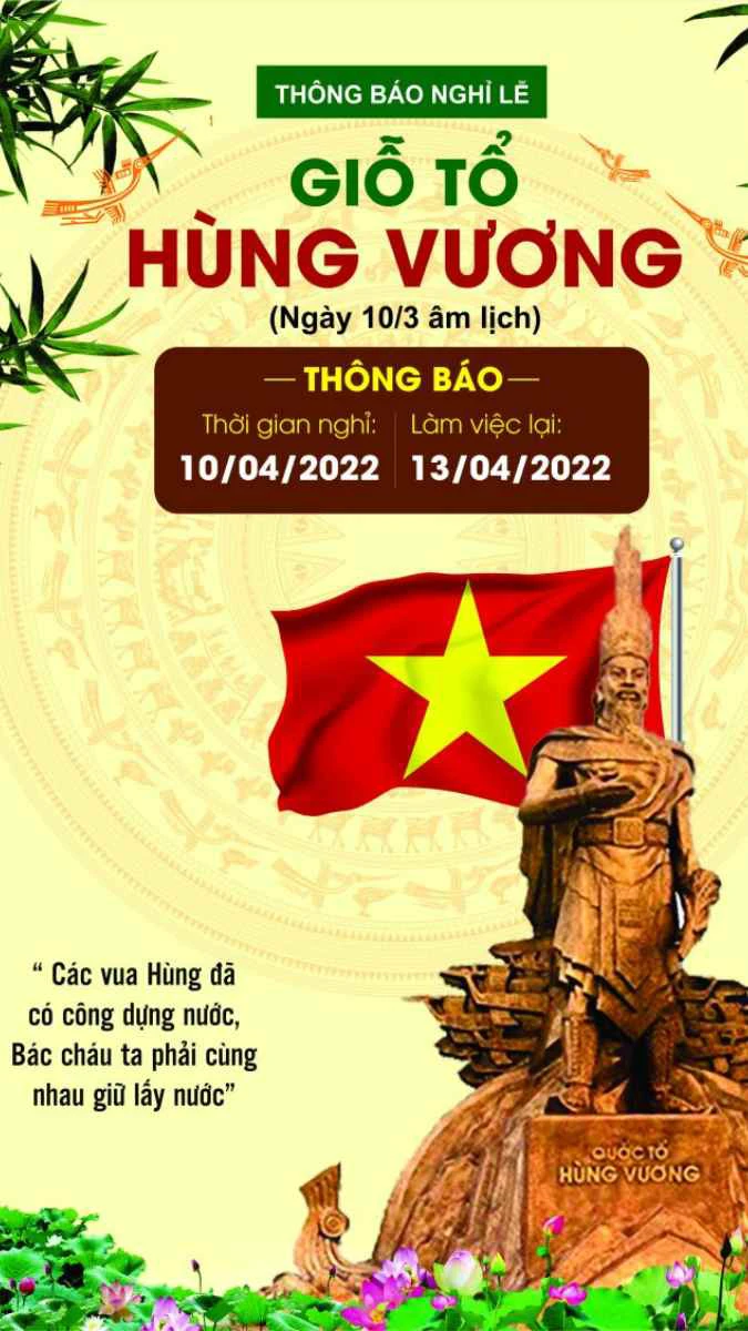Banner Giỗ tổ Hùng Vương có câu thơ