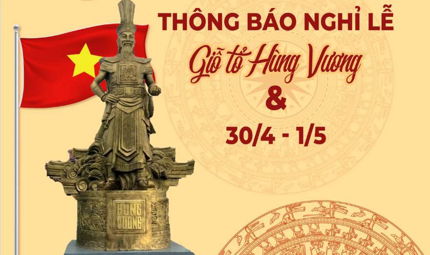 Banner Giỗ tổ Hùng Vương tone vàng trang trọng đẹp nhất 2025