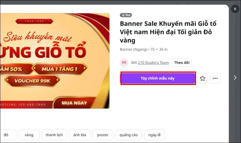 Nhấn Tùy chỉnh mẫu này