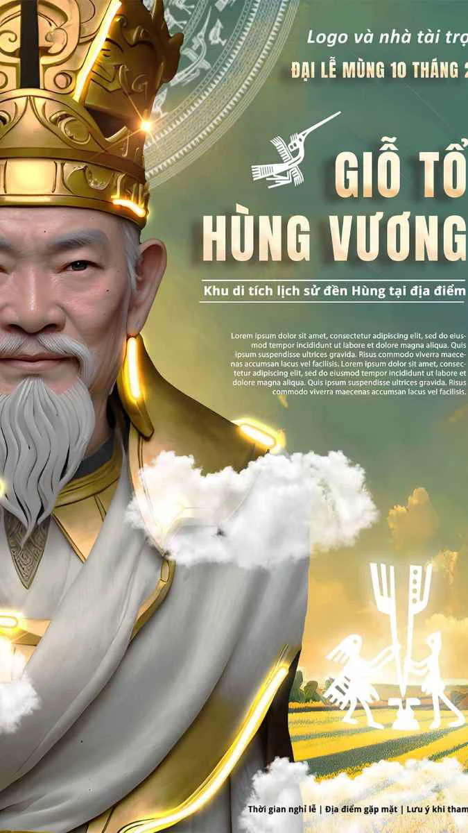 Banner Giỗ tổ có hình vua Hùng đẹp nhất 2025