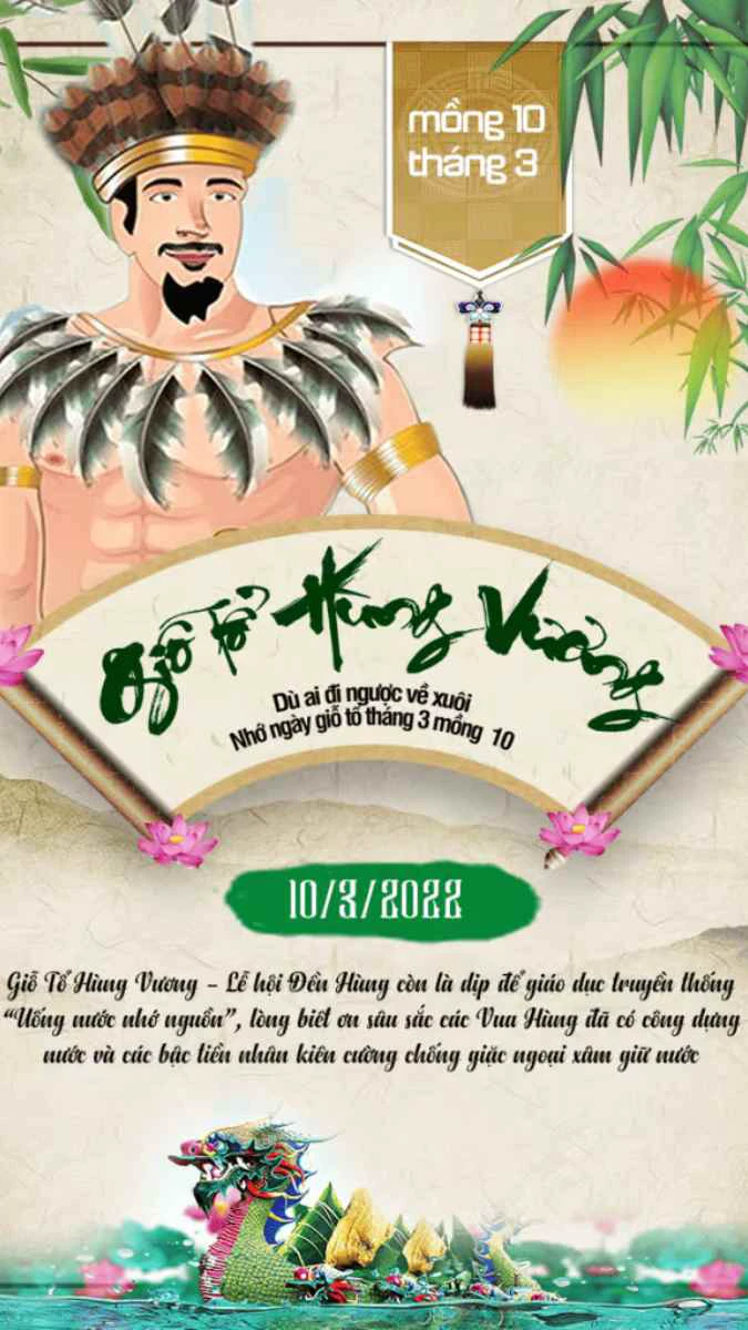 Banner Giỗ tổ hình vua Hùng đẹp nhất