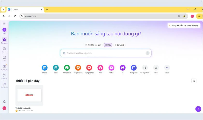 Đăng nhập tài khoản Canva của bạn