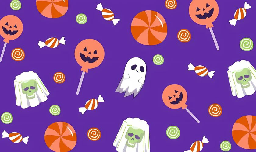 Banner Halloween chủ đề kẹo ngọt