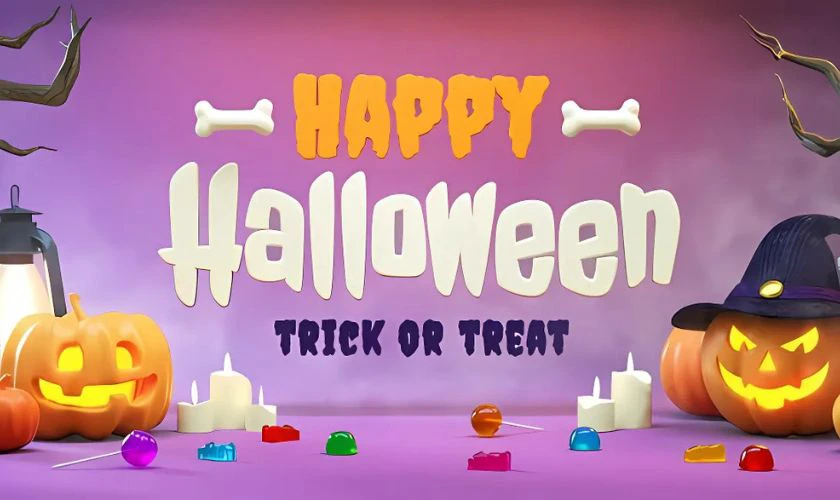 Mẫu banner Halloween chủ đề kẹo ngọt