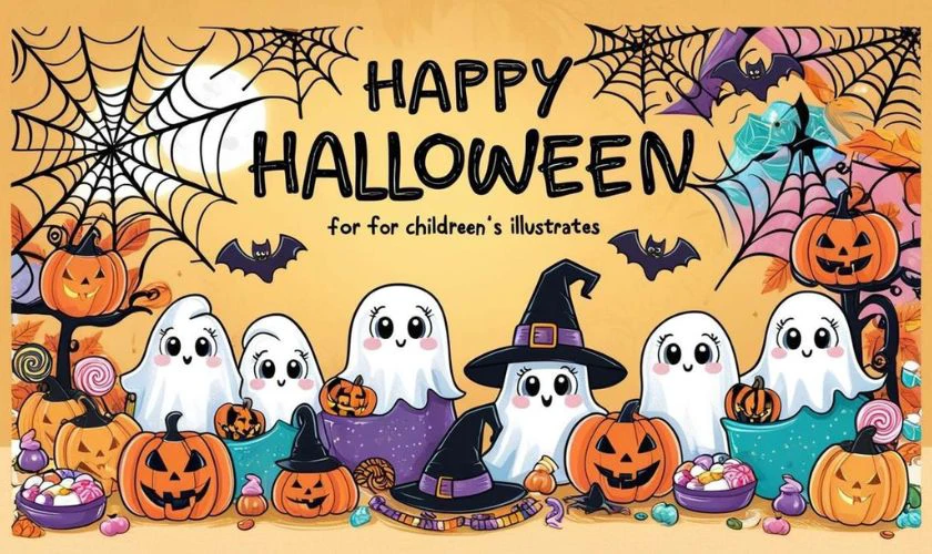 Banner Halloween chủ đề kẹo ngọt đáng yêu