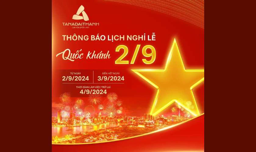 Poster nghỉ lễ 2/9/2025 của hộ kinh doanh đơn giản