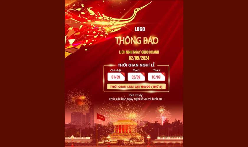 Banner thông báo nghỉ lễ 2/9 mới nhất