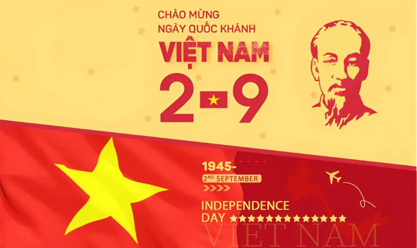 Banner Quốc Khánh 2/9 tone màu đỏ