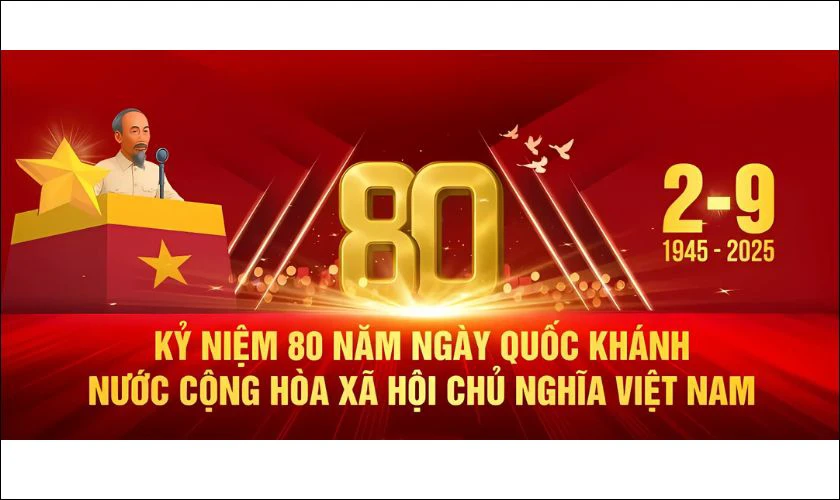 Banner Quốc Khánh 2/9 tone đỏ