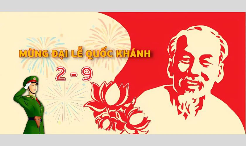 Banner Quốc Khánh tone màu vàng