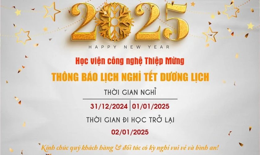 Banner thông báo nghỉ Tết Dương Lịch 2025 cho trường học