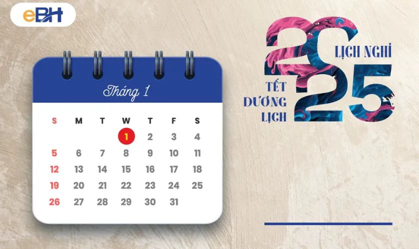 Banner thông báo nghỉ Tết Dương Lịch 2025 cho công ty