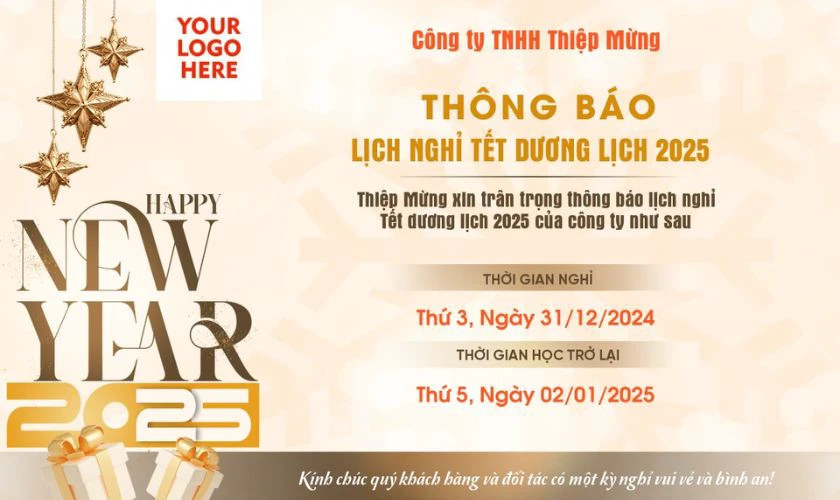 Banner thông báo nghỉ Tết Dương cho công ty