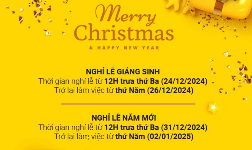 Mẫu banner thông báo nghỉ Tết Dương Lịch đơn giản cho công ty